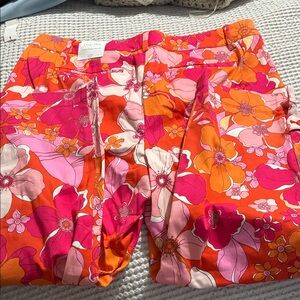 NWT Talbots Bright Floral Crop-Leg Pants - Pink, Orange, White
